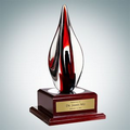 Art Glass Red Contemporary Award with Rosewood Base